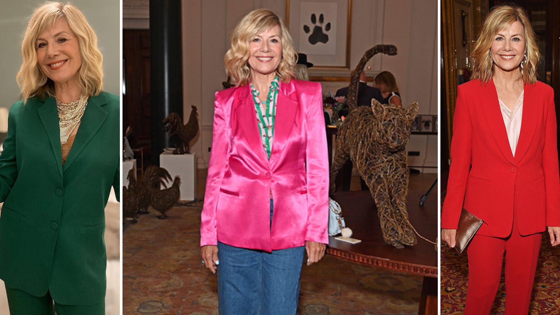 Collage of glynis barber in coloured blazers