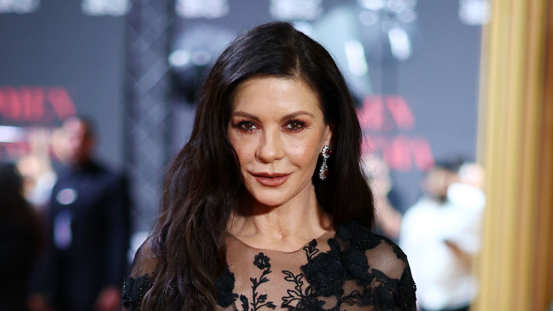 catherine zeta-jones black ensemble red carpet