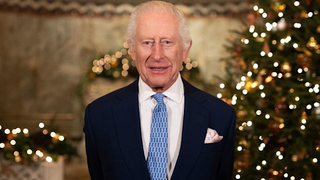 King Charles III records his Christmas message at the Fitzrovia Chapel