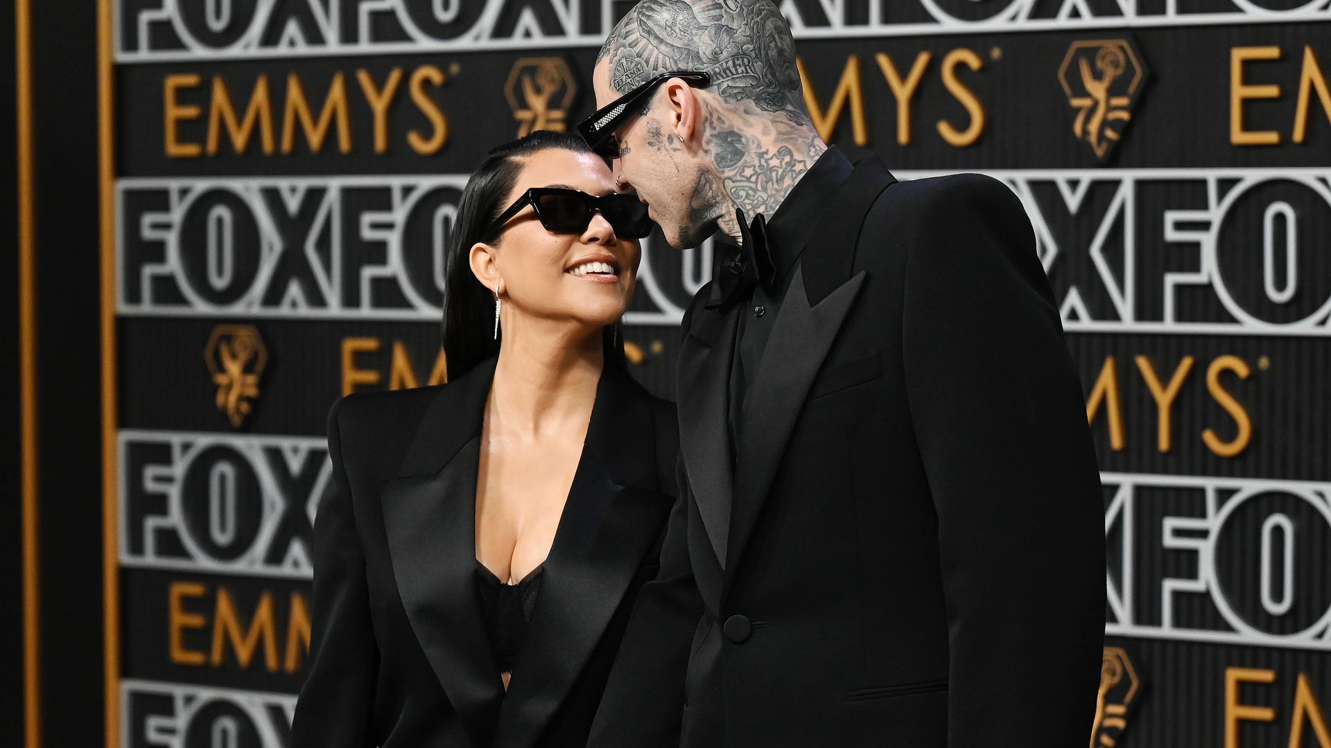 Kourtney Kardashian and Travis Barker steal the show on Emmy red carpet as star makes first appearance since birth of baby