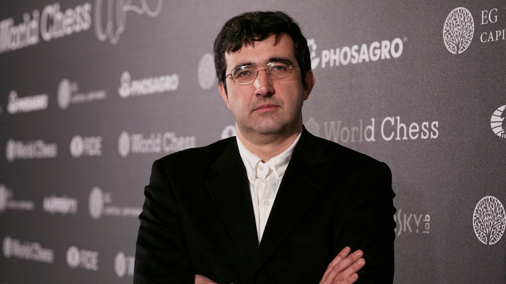 BERLIN, GERMANY - MARCH 09: Vladimir Kramnik attends the opening press conference during the World Chess Tournament on March 9, 2018 in Berlin, Germany