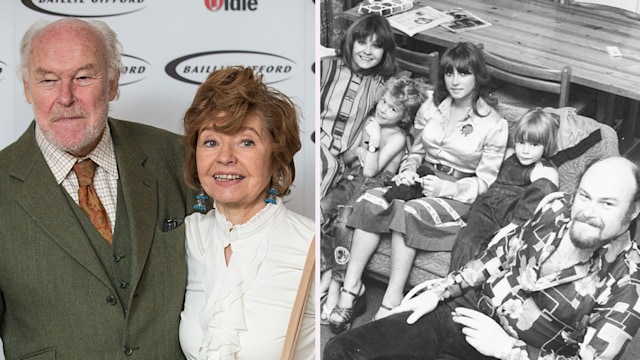 Timothy West and his wife Prunella Scales,  Timothy and Prunella with their children Sam, Juliet and Joseph, in their home in Wandsworth Common, London, circa 1975