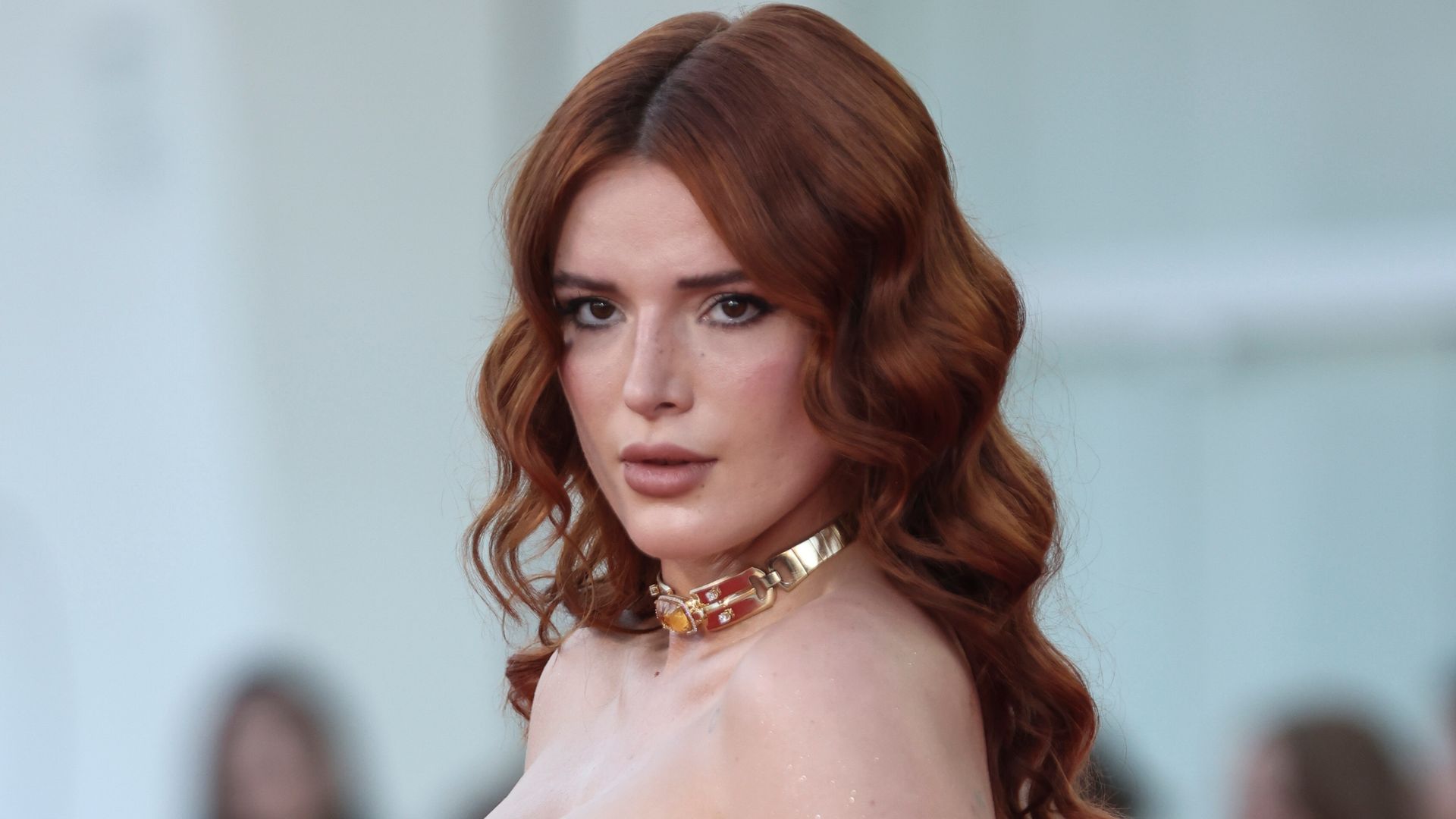 VENICE, ITALY - SEPTEMBER 04: Bella Thorne attends a red carpet for the movie "Priscilla" at the 80th Venice International Film Festival on September 04, 2023 in Venice, Italy. (Photo by Alessandra Benedetti - Corbis/Corbis via Getty Images,)