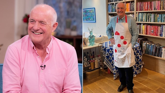 split image showing Rick Stein at home and on This Morning sofa