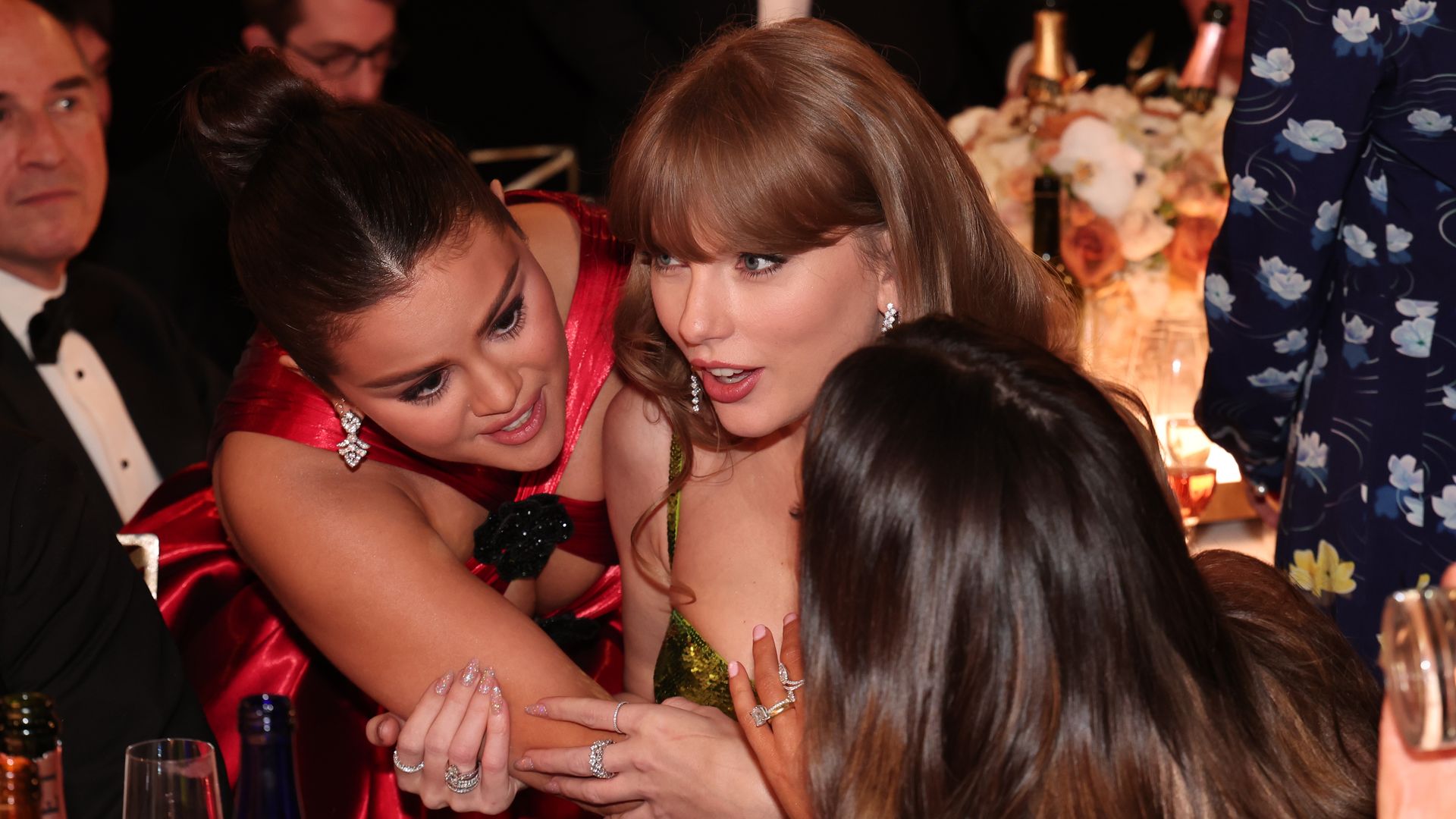 Selena Gomez and Taylor Swift at the 81st Golden Globe Awards 