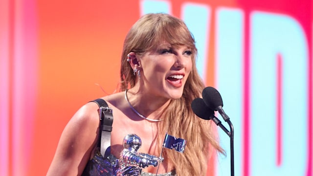 Taylor Swift accepts the Video of the Year award for "Fortnight" at the 2024 MTV Video Music Awards held at UBS Arena September 11, 2024 in Elmont, New York