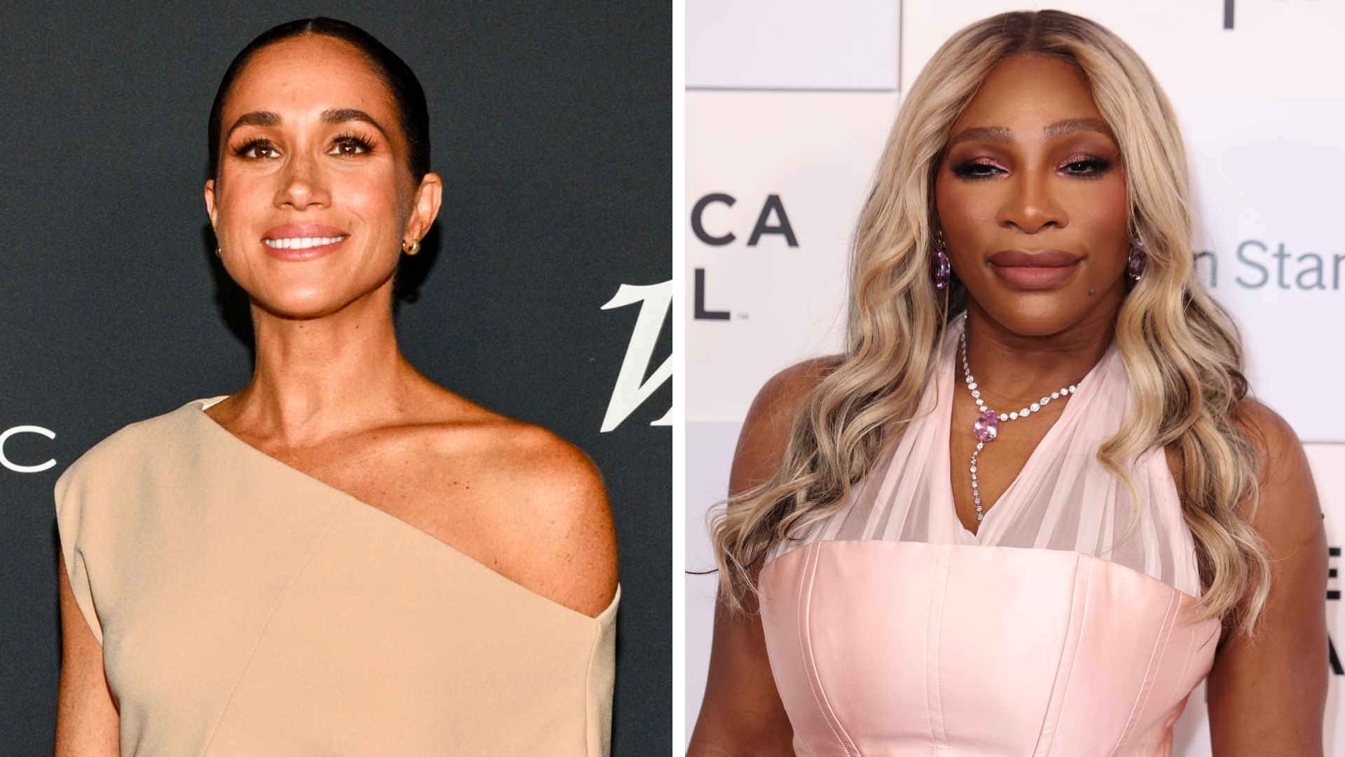 Split image of Meghan Markle (left) and Serena Williams (right)