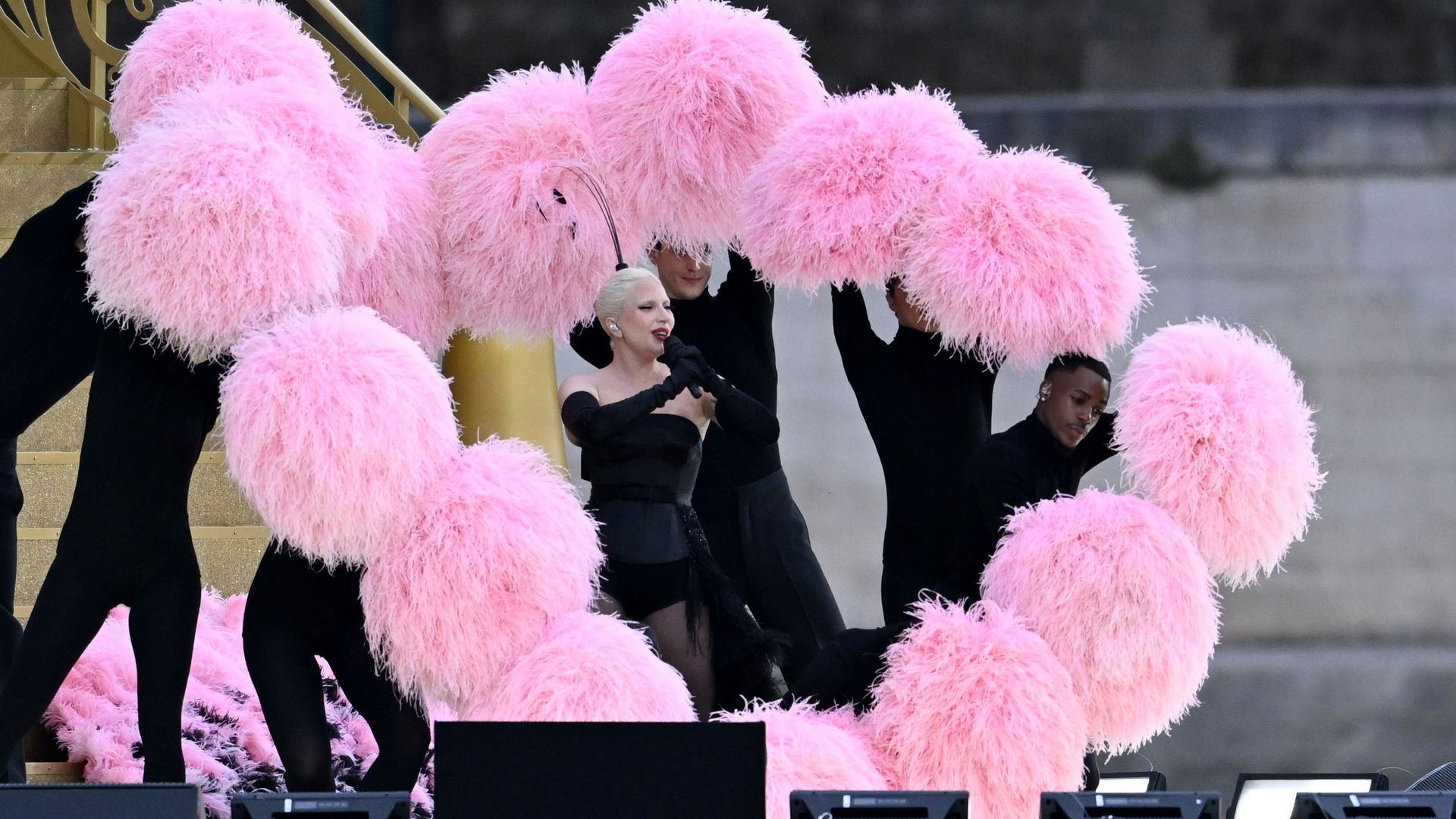  Lady Gaga performs before the opening ceremony