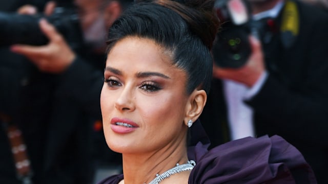 Salma Hayek attends the "Killers Of The Flower Moon" red carpet during the 76th annual Cannes film festival at Palais des Festivals on May 20, 2023 in Cannes, France