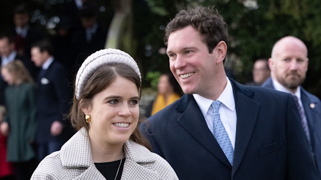 Princess Eugenie and Jack Brooksbank walking and smiling