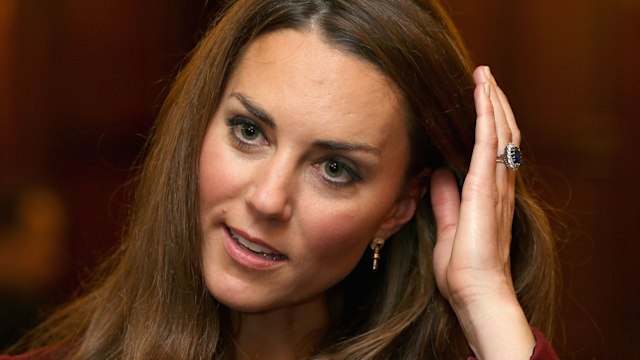 Kate Middleton showing off her engagement ring