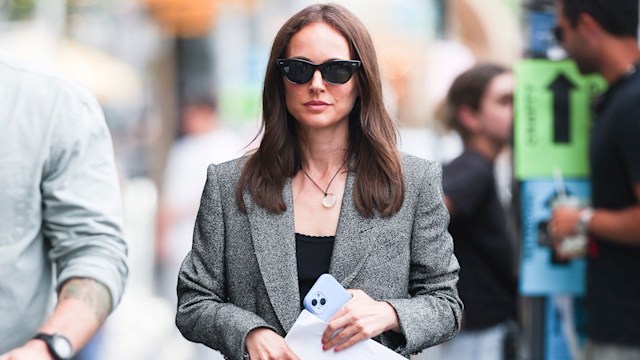  Natalie Portman is seen filming 'Good Sex' in West Village in grey blazer and shorts