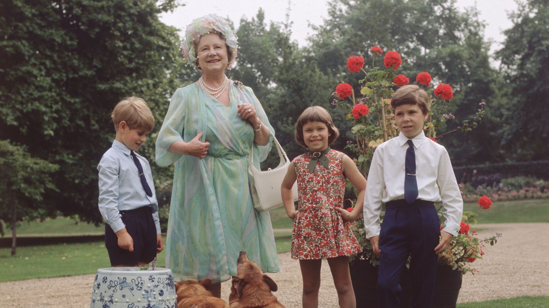A young prince Edward with the Queen Mother, Lady Sarah Chatto and David Armstrong-Jones