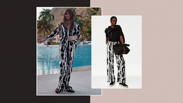 split image emma louise connolly and m and s model printed co ord 