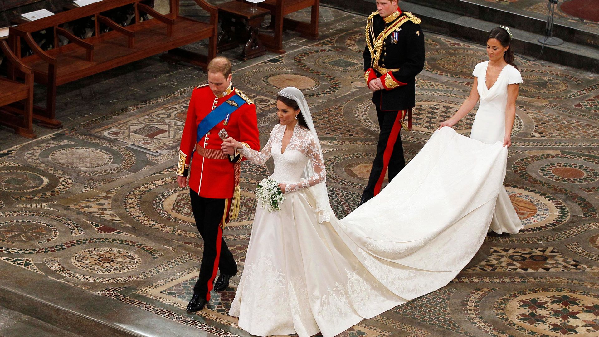 couple getting married inside Westminster Abbey 