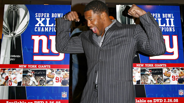 NY Giants defensive end Michael Strahan at the NFL Super Bowl XLII Champions DVD Premiere Screening at AMC Empire 25 Theaters in Times Square on February 25, 2008, in New York City