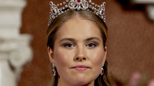 Princess Catharina-Amalia smiling in ruby tiara