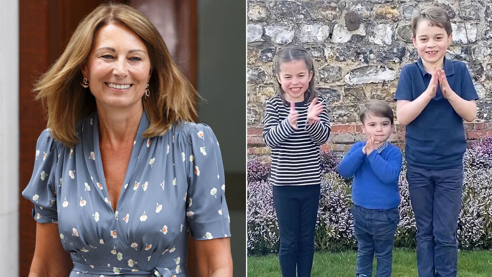 Carole Middleton and her three grandchildren, Prince ss Charlotte, Prince Louis and Prince George