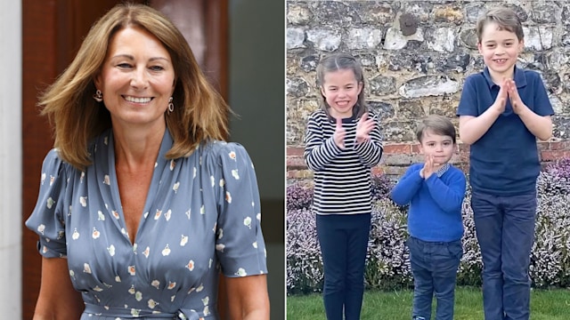 Carole Middleton and her three grandchildren, Prince ss Charlotte, Prince Louis and Prince George