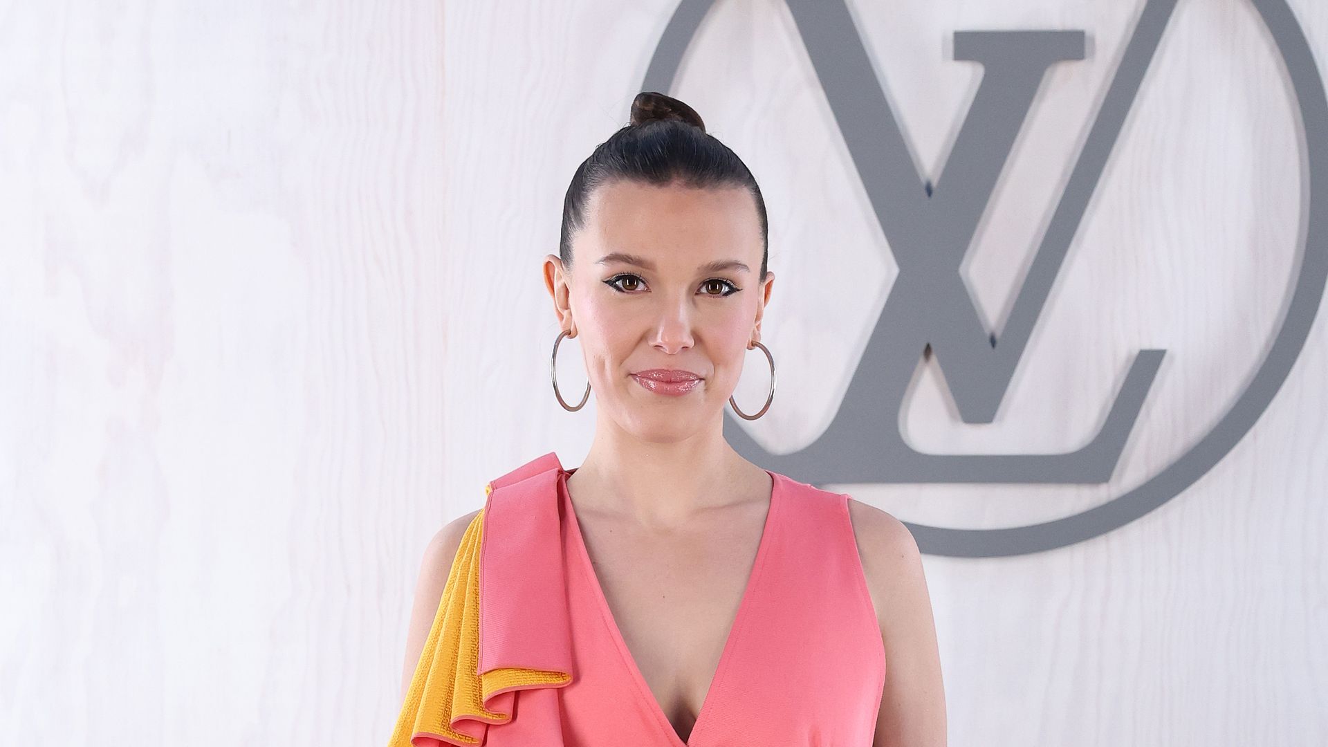 Millie Bobby Brown attends the Louis Vuitton Womenswear Fall/Winter 2024-2025 show as part of Paris Fashion Week on March 05, 2024 in Paris, France. (Photo by Pascal Le Segretain/Getty Images for Louis Vuitton)