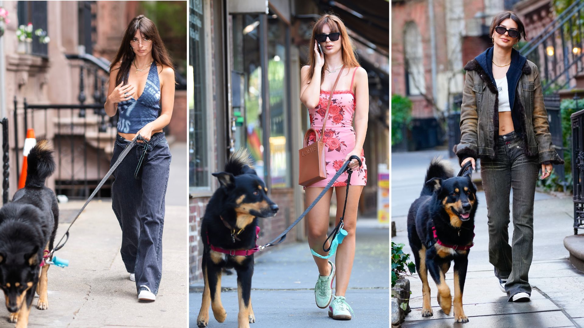 Emily Ratajkowski dog walk outfits