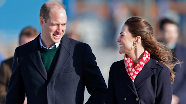 William and Kate smile at each other in Swansea