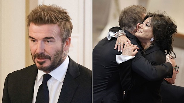 David Beckham embraces Nancy Dell'Olio 