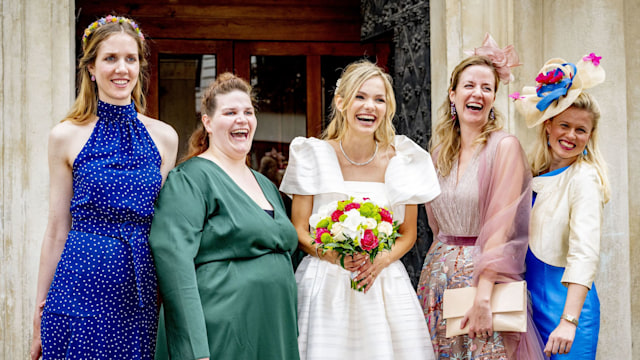 Princess Leopoldine celebrating at a wedding with friends