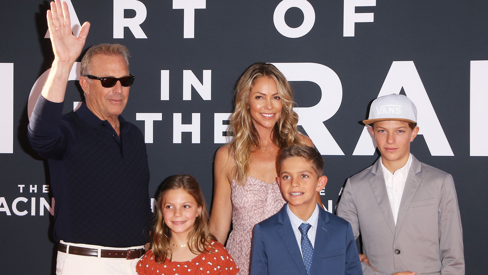 Kevin Costner and Christine Baumgartner with their three children 