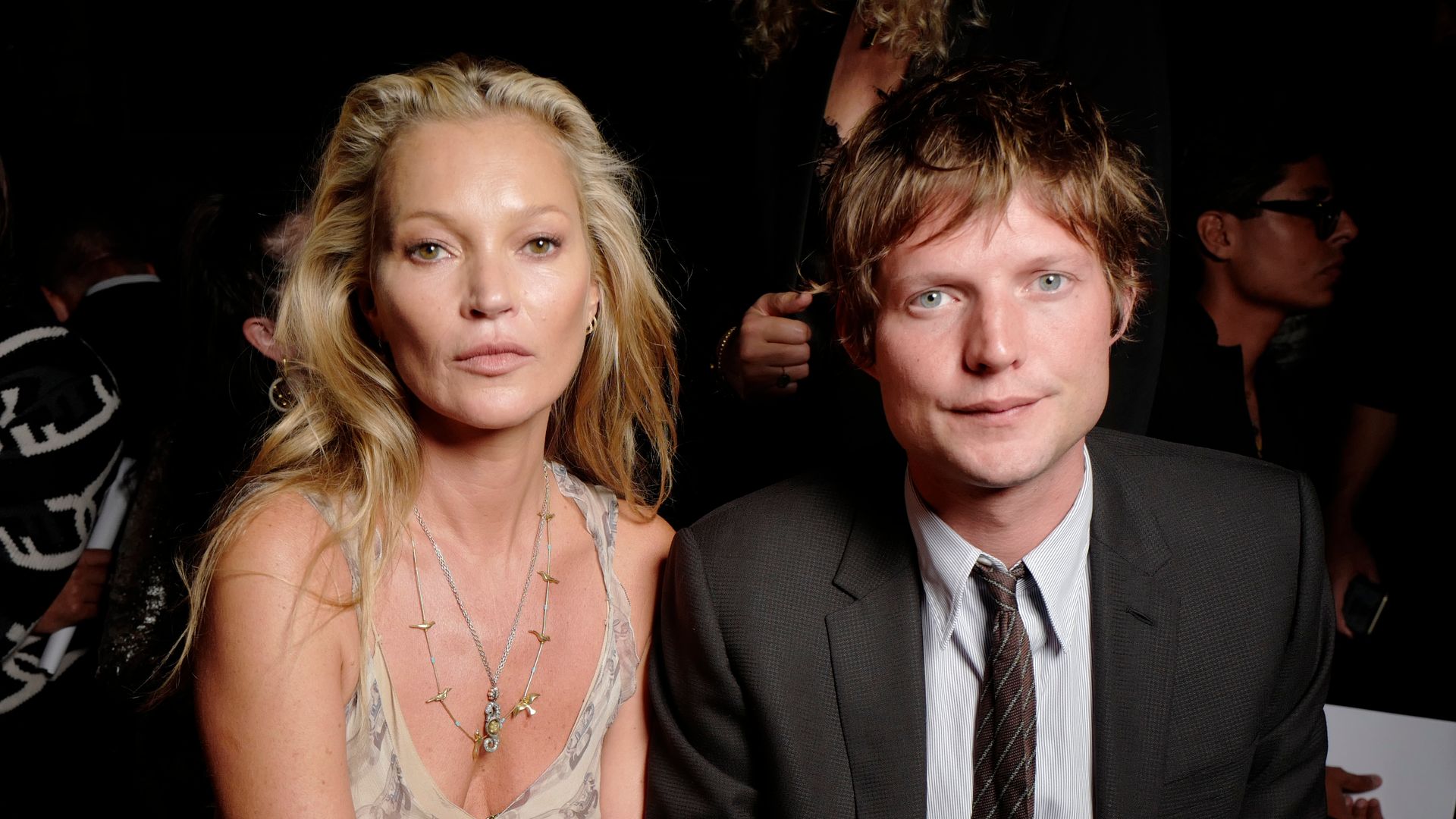 Kate Moss and Nikolai von Bismarck at the Front Row of the Fendi Spring 2023 fashion show at the Hammerstein Ballroom on September 9th, 2022 in New York City, New York. (Photo by Swan Gallet/WWD via Getty Images)