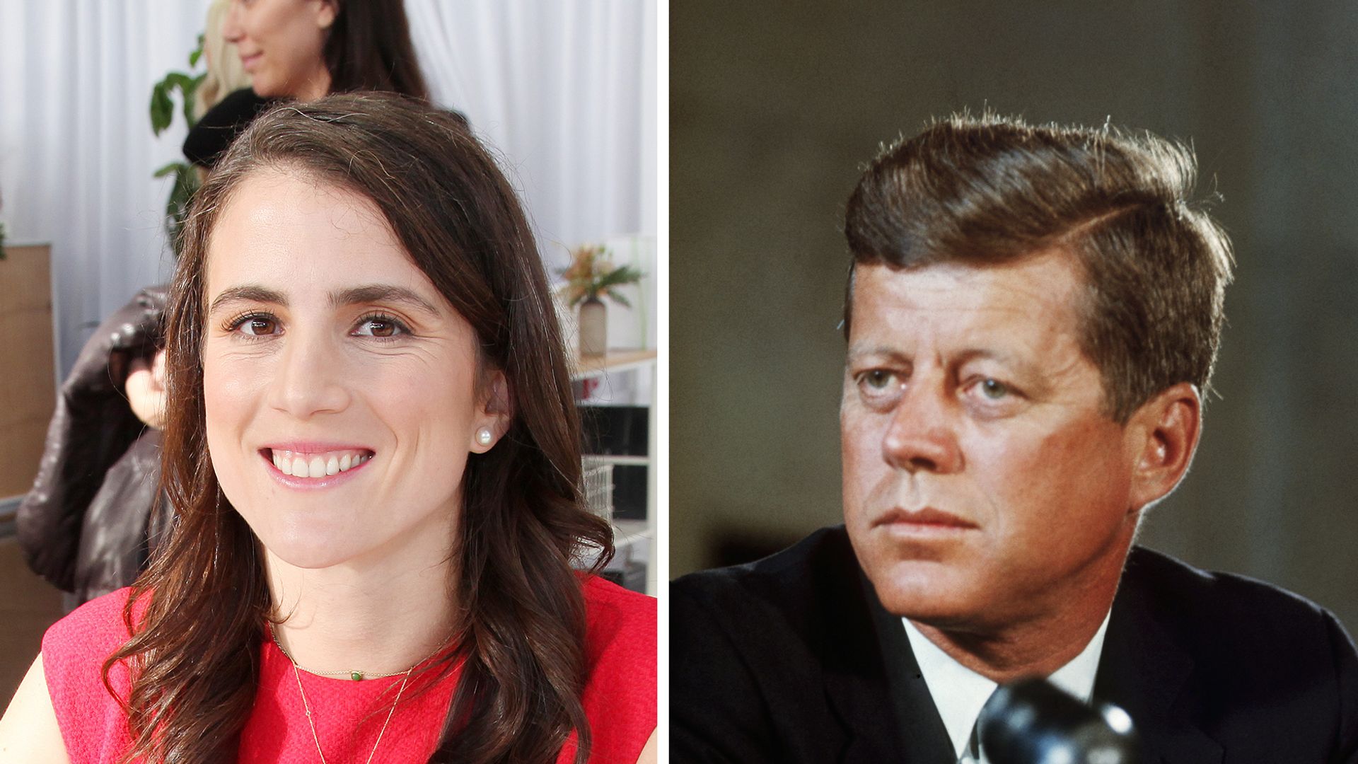 Composite image of Tatiana Schlossberg and John F Kennedy