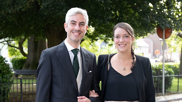 Princess Alexandra of Luxembourg with her husband, Nicolas Bagory attend the wedding of Archiduc Alexander de Habsbourg-Lorraine and Countess Natacha Roumiantzoff-Pachkevitch