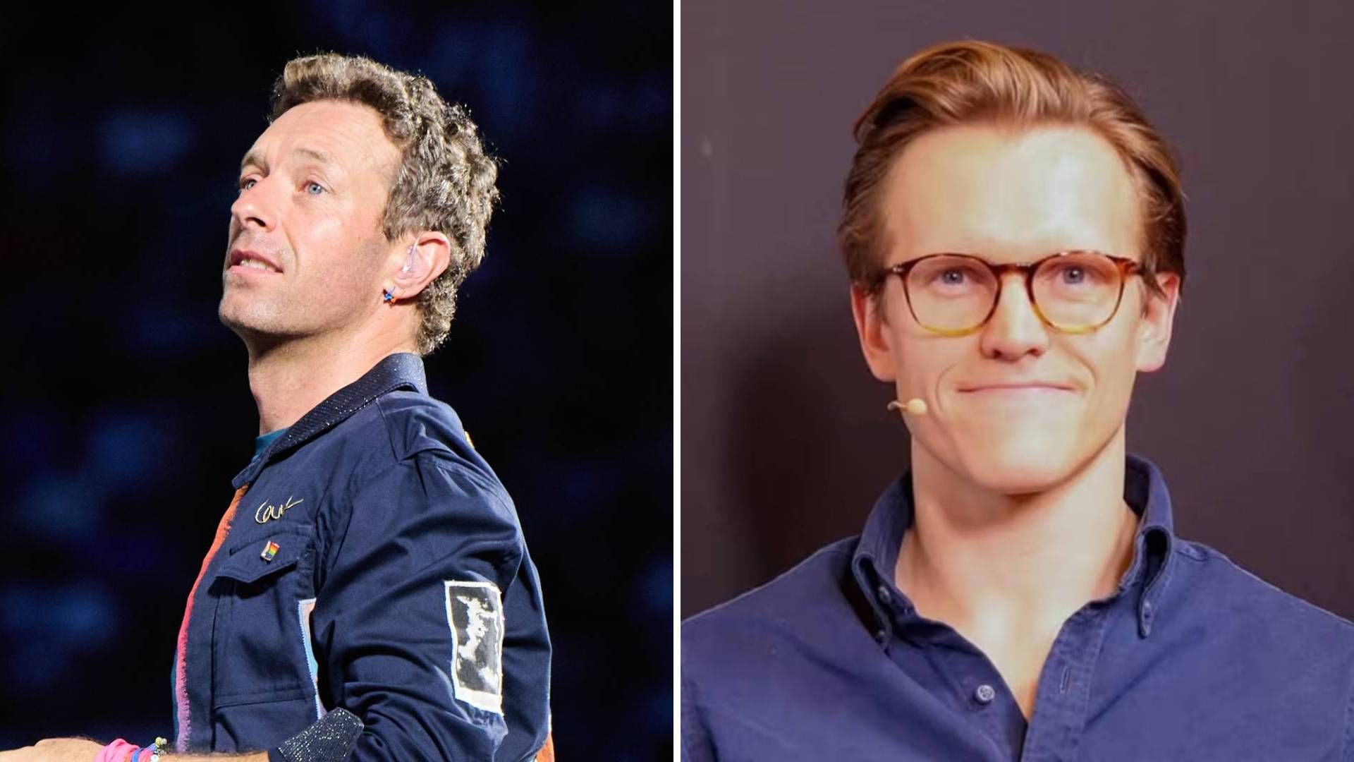 Split image of Chris Martin and new Astronomer CEO Pete DeJoy