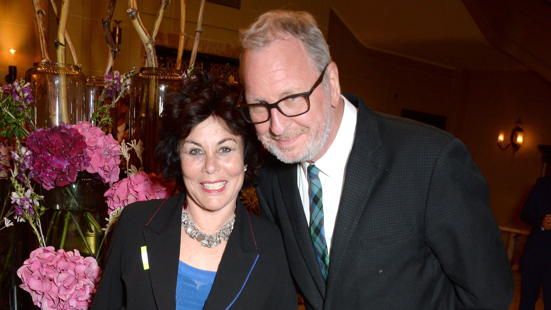 LONDON, ENGLAND - JUNE 05:  Ruby Wax (L) and Ed Bye attend an after party following the UK Premiere of "The Happy Prince" hosted by Justine Picardie, editor of Harper's Bazaar, at Cafe Royal on June 5, 2018 in London, England.  (Photo by David M. Benett/Dave Benett/WireImage)