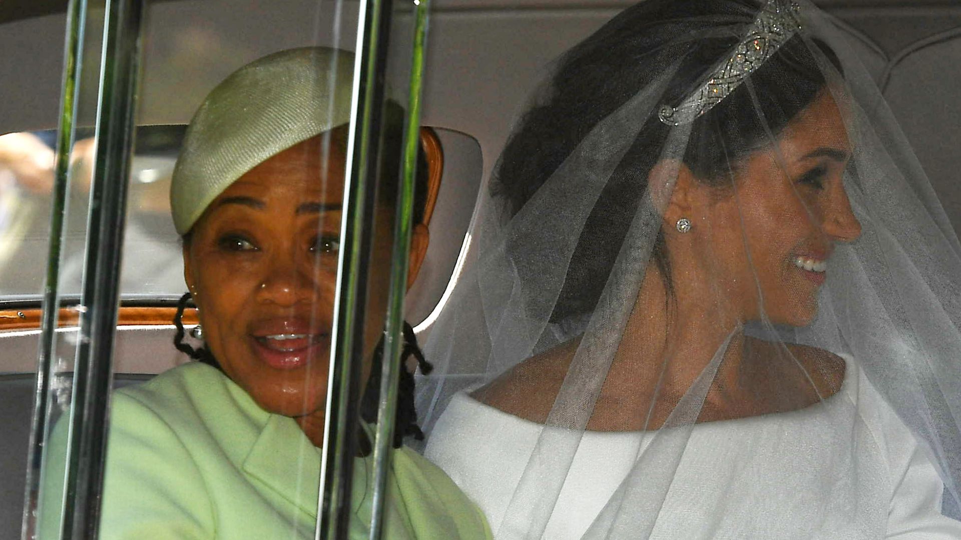 Meghan Markle and her mother Doria Ragland in the royal wedding car