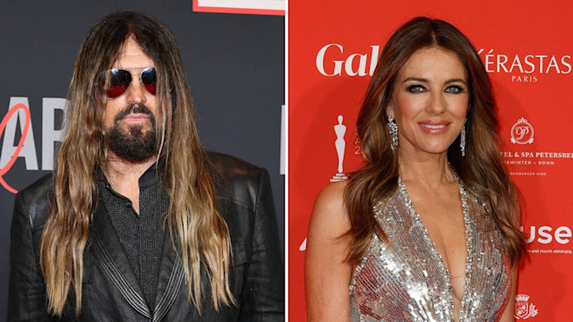 Split image of Billy Ray Cyrus and Elizabeth Hurley