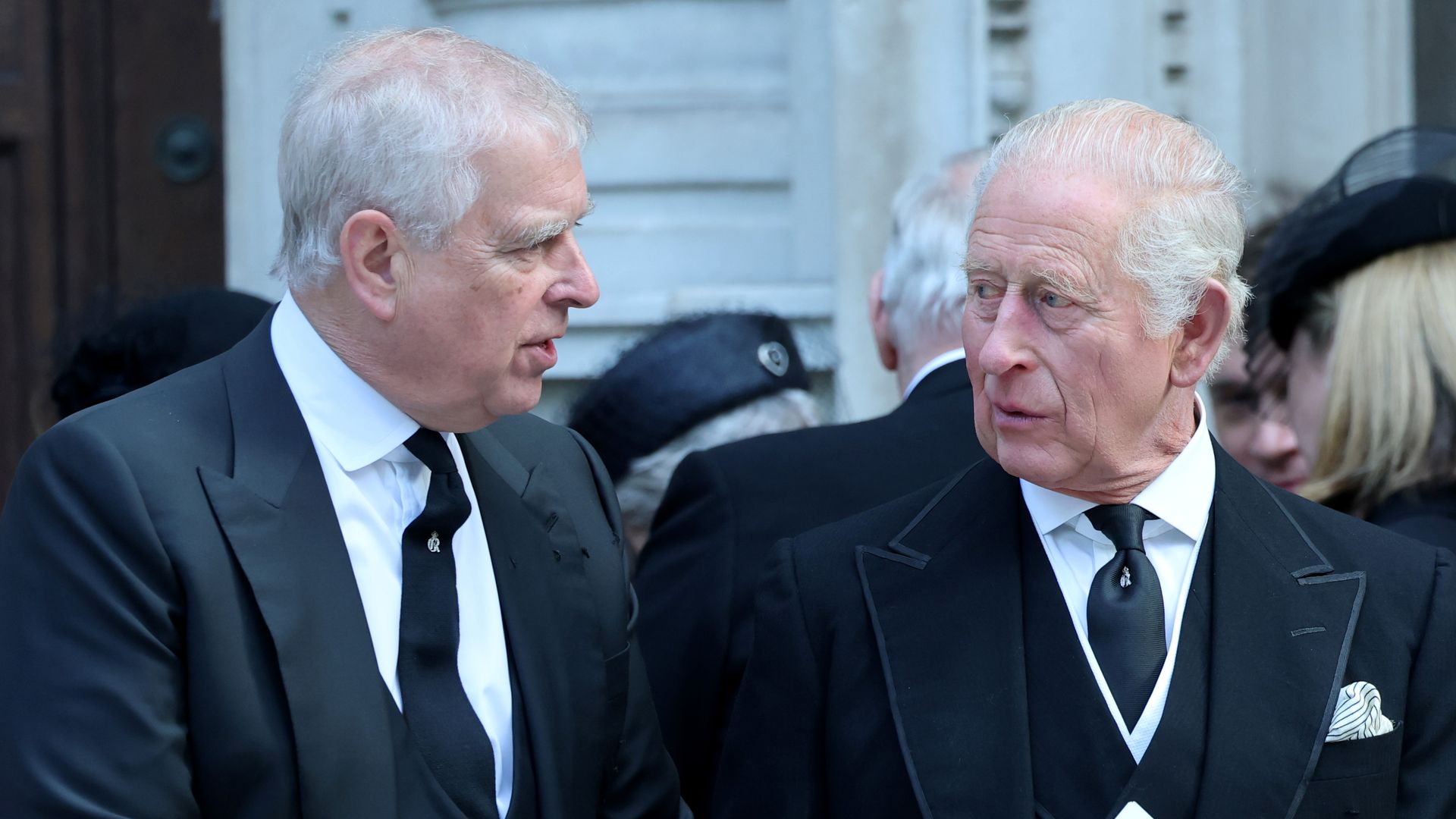 LONDON, ENGLAND - SEPTEMBER 16: Prince Andrew, Duke of York and King Charles III attend the Funeral of the Duchess of Kent at Westminster Cathedral on September 16, 2025 in London, England. Katharine, Duchess of Kent was married to Prince Edward, Duke of Kent, the first cousin of Queen Elizabeth II. She died on September 4 at the age of 92 at Kensington Palace surrounded by her family. Having converted to Catholicism in 1994, her funeral takes place at Westminster Cathedral and is the first Catholic funeral to be held for a member of the royal family in modern British history. Her Royal Highness will be laid to rest at the Royal Burial Ground at Frogmore, Windsor. (Photo by Chris Jackson/Getty Images)