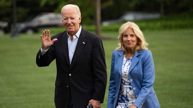 joe and jill biden on the white house grounds