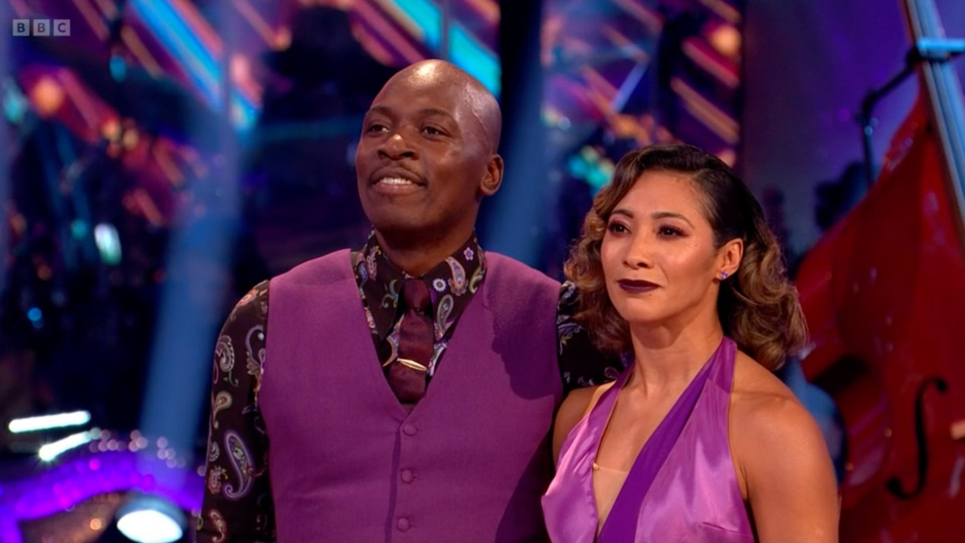 Karen Hauer looked upset following the Strictly routine