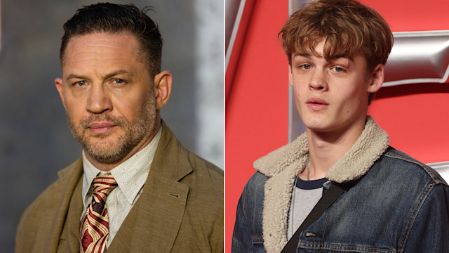 Split image Tom Hardy and his son, Louis