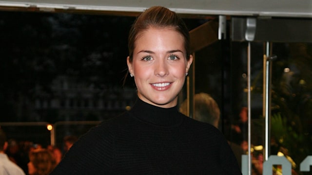 Gemma Atkinson in black jumper and skirt