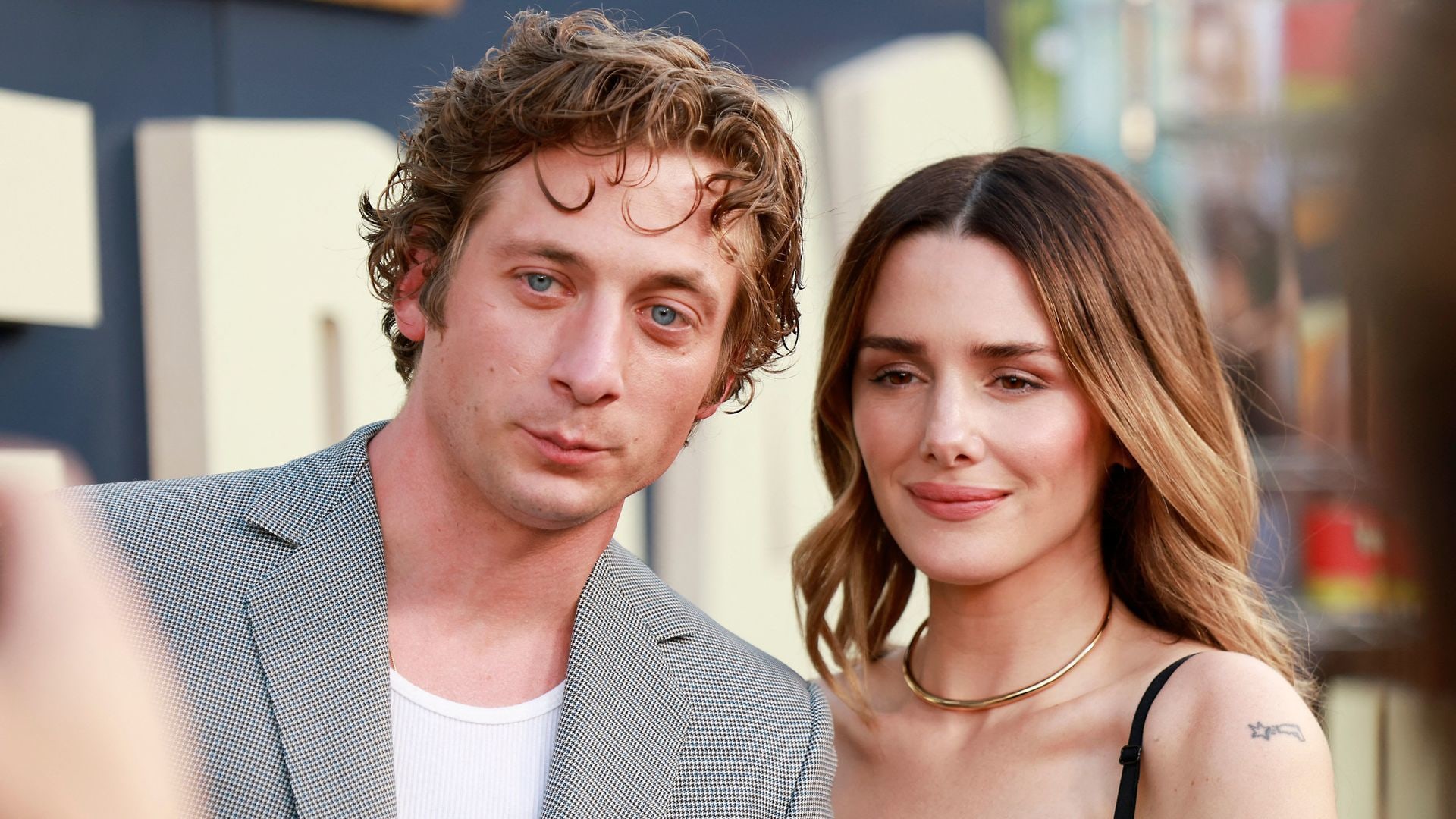 US actor Jeremy Allen White and his wife actress Addison Timlin arrive to the Los Angeles premiere of  FX's "The Bear" held at Goya Studios on June 20, 2022 in Los Angeles, California
