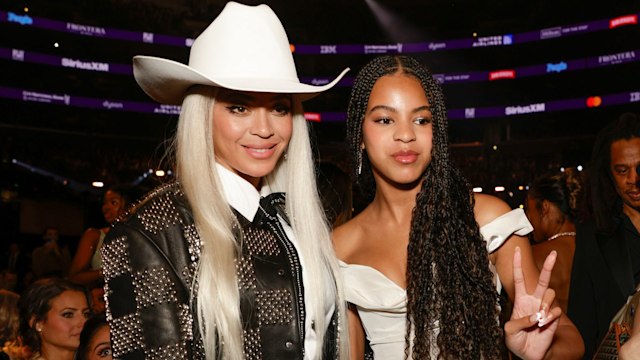 Beyonce and Blue Ivy Carter behind the scenes at The 66th Annual Grammy Awards, airing live from Crypto.com Arena in Los Angeles, California