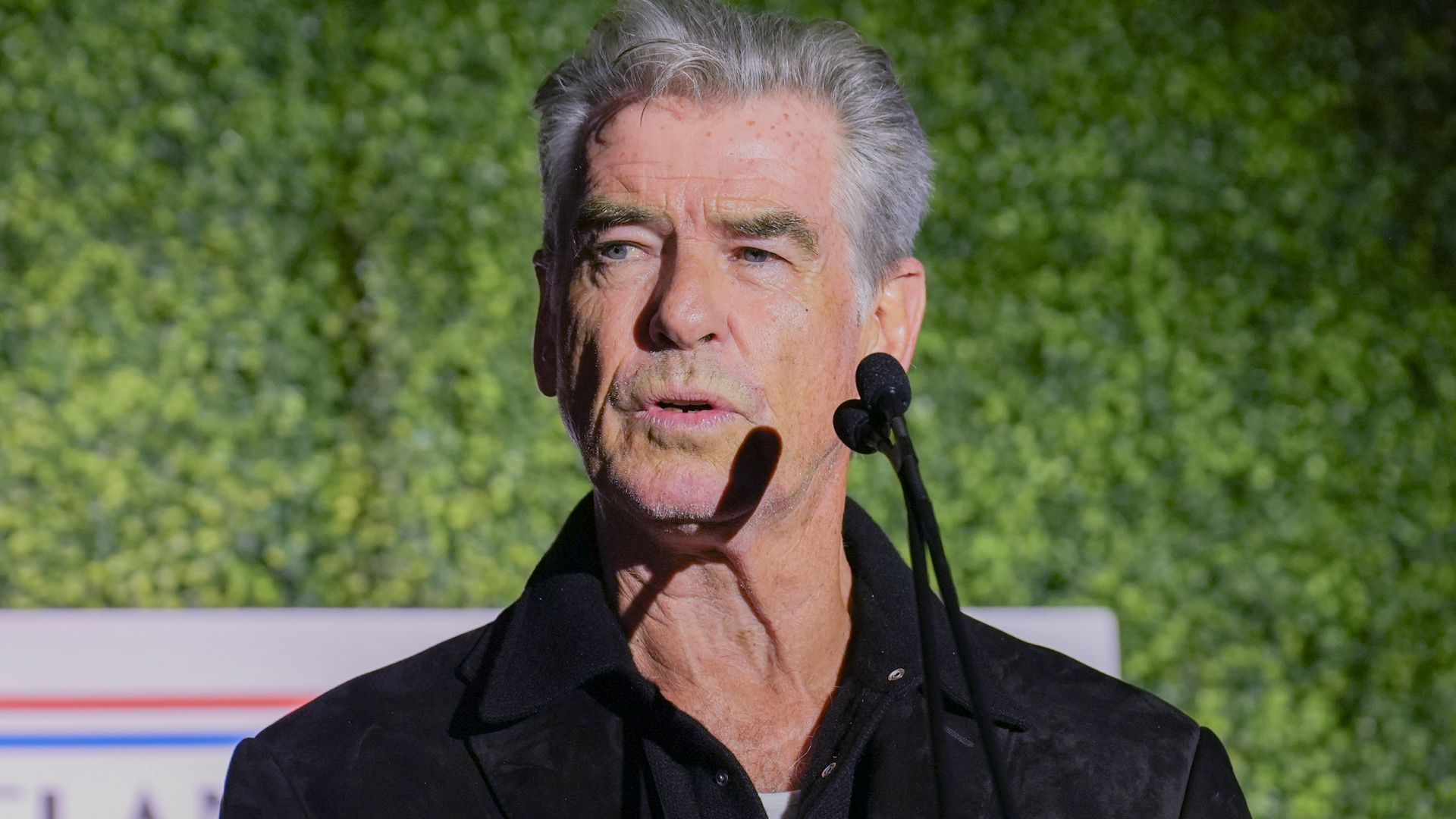 Pierce Brosnan speaks onstage at the 18th Annual Oscar Wilde Awards held at Bad Robot on March 7, 2024 