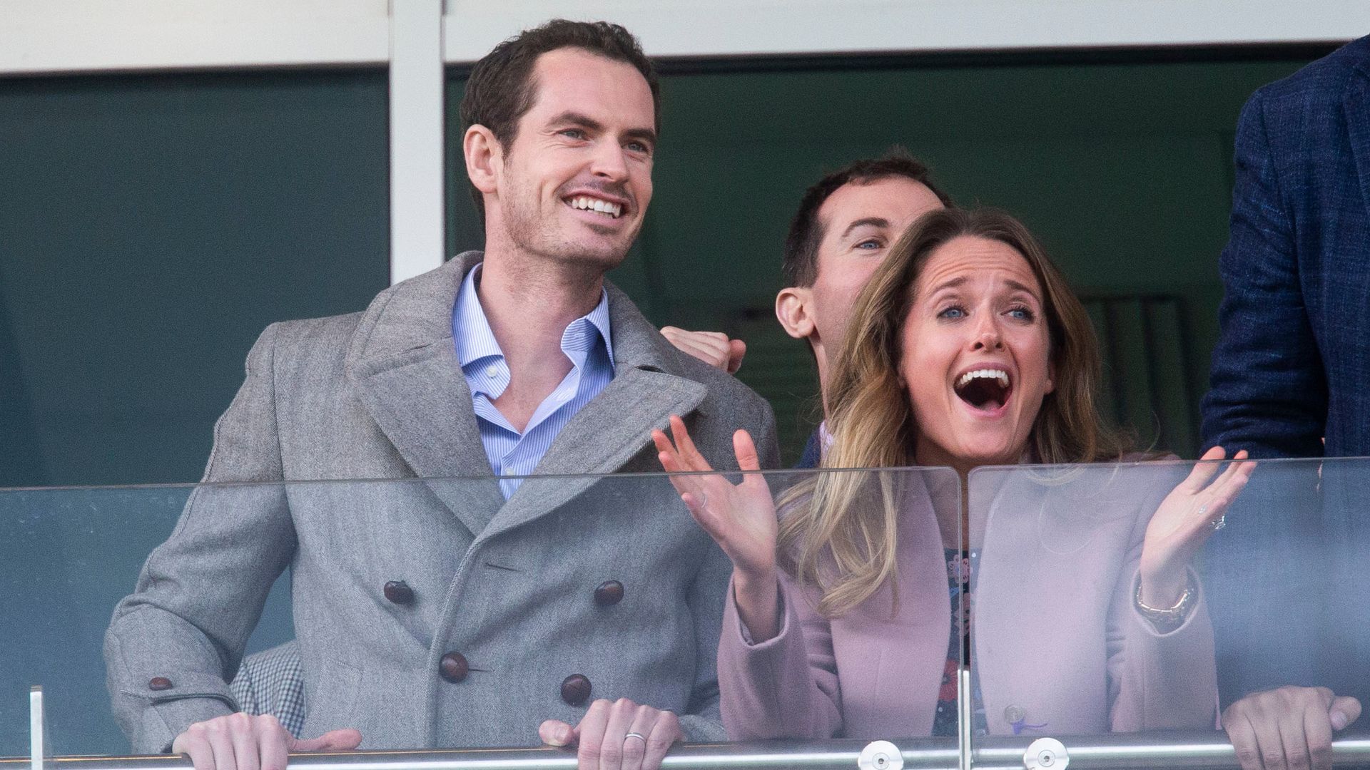 Andy Murray and Kim Murray smiling with joy