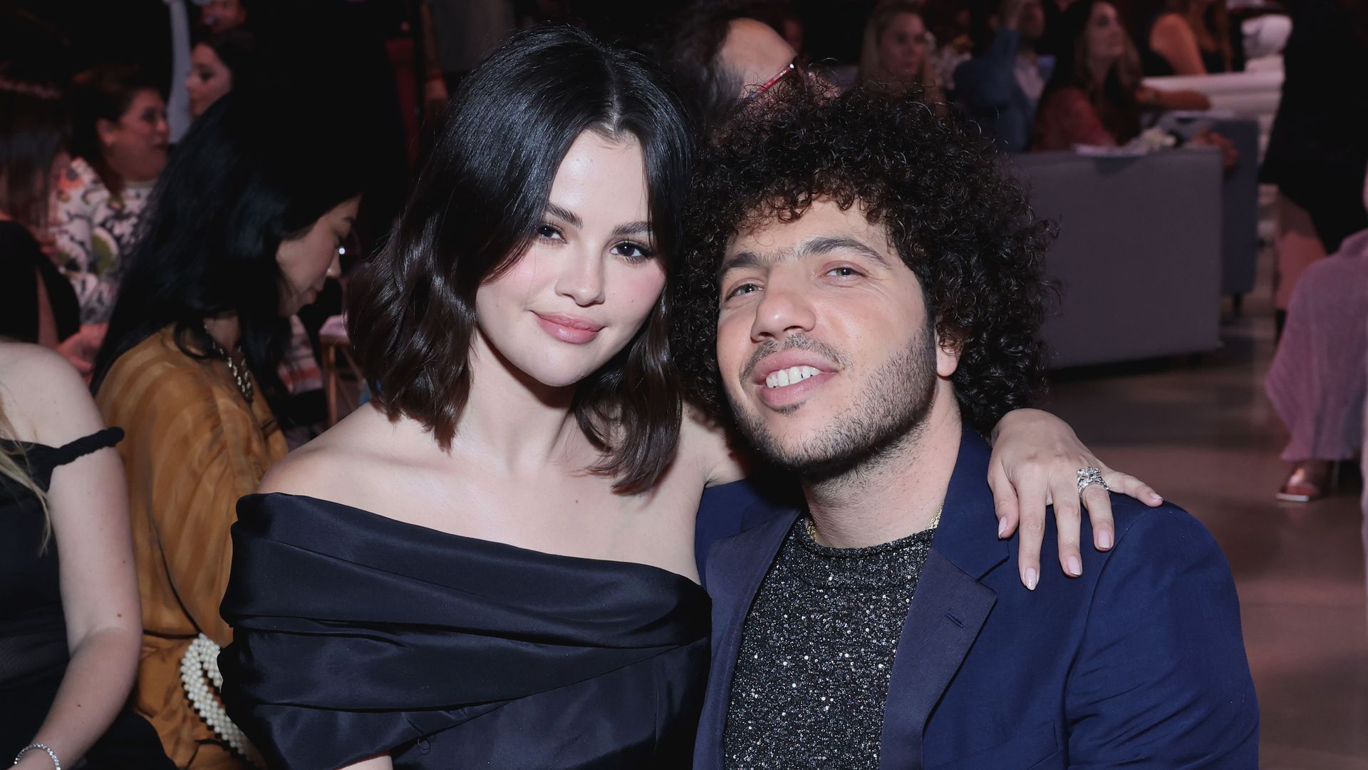 Selena Gomez and Benny Blanco attend the Second Annual Rare Impact Fund Benefit Supporting Youth Mental Health, hosted by Selena Gomez, at Nya Studios on October 24, 2024 in Los Angeles, California. (Photo by Amy Sussman/Getty Images)
