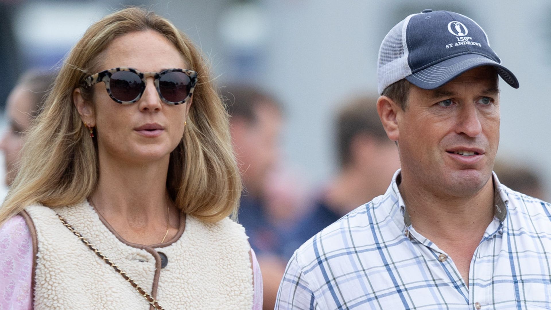 STAMFORD, UNITED KINGDOM - SEPTEMBER 07: Harriet Sperling and Peter Phillips are seen at the Burghley Horse Trials at  Burghley House, Stamford, Lincolnshire on September 07, 2024 in Stamford, United Kingdom.  (Photo by Spotlight Royal/Bauer-Griffin/GC Images)