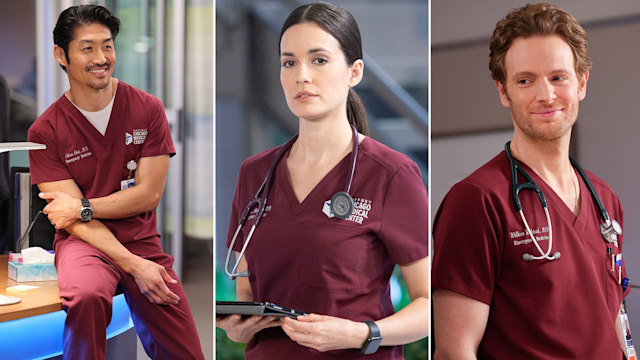 Split image of Brian Tee, Torrey DeVitto and Nick Gehlfuss in Chicago Med