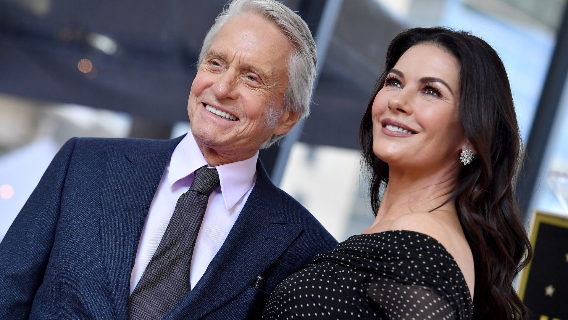 Michael Douglas and Catherine Zeta-Jones attend the ceremony honoring Michael Douglas with star on the Hollywood Walk of Fame on November 06, 2018