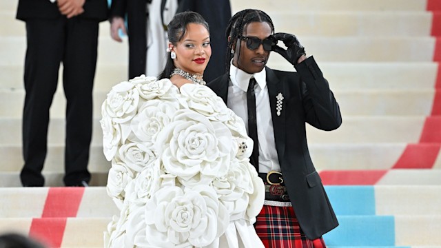 Rihanna and A$AP Rocky attend The 2023 Met Gala Celebrating "Karl Lagerfeld: A Line Of Beauty"